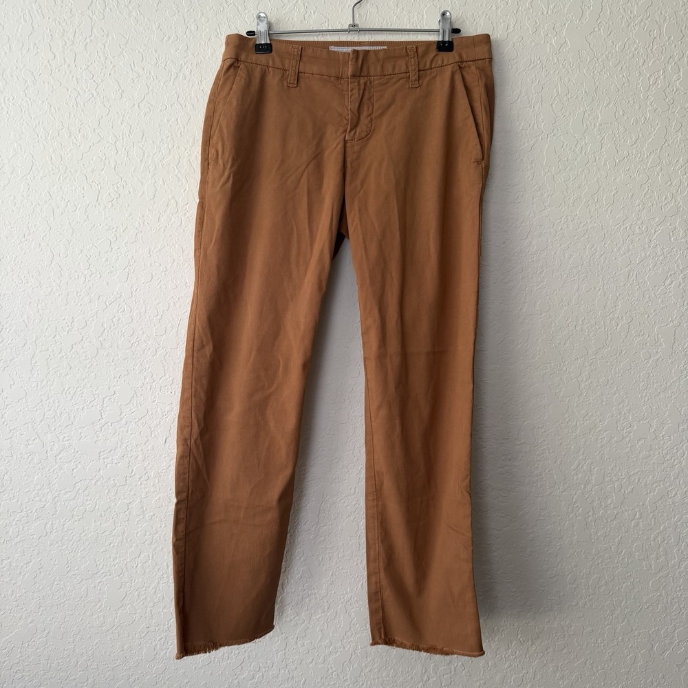 Frank‎ & Eileen Womens Wicklow Pants Crop Chino Size 2 Brown Rust Raw Hem Casual